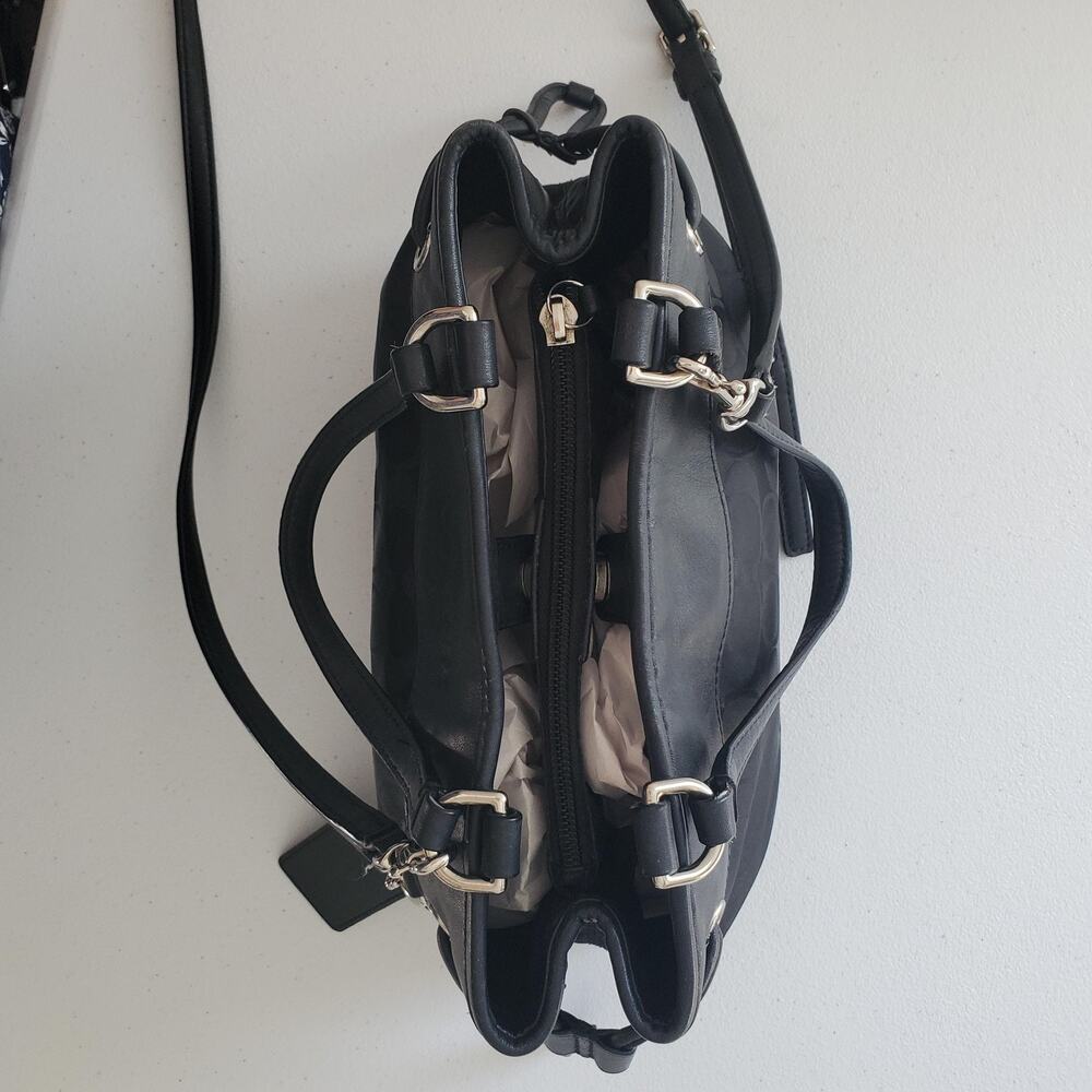 Coach Mini Drawsting Carryall Bag Signature Black Logo Leather Crossbody Purse - Picture 8 of 14